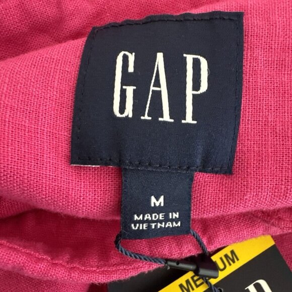 Gap Women's M Linen Blend Button Up Shirt Pink NWT 0151 - Picture 9 of 16